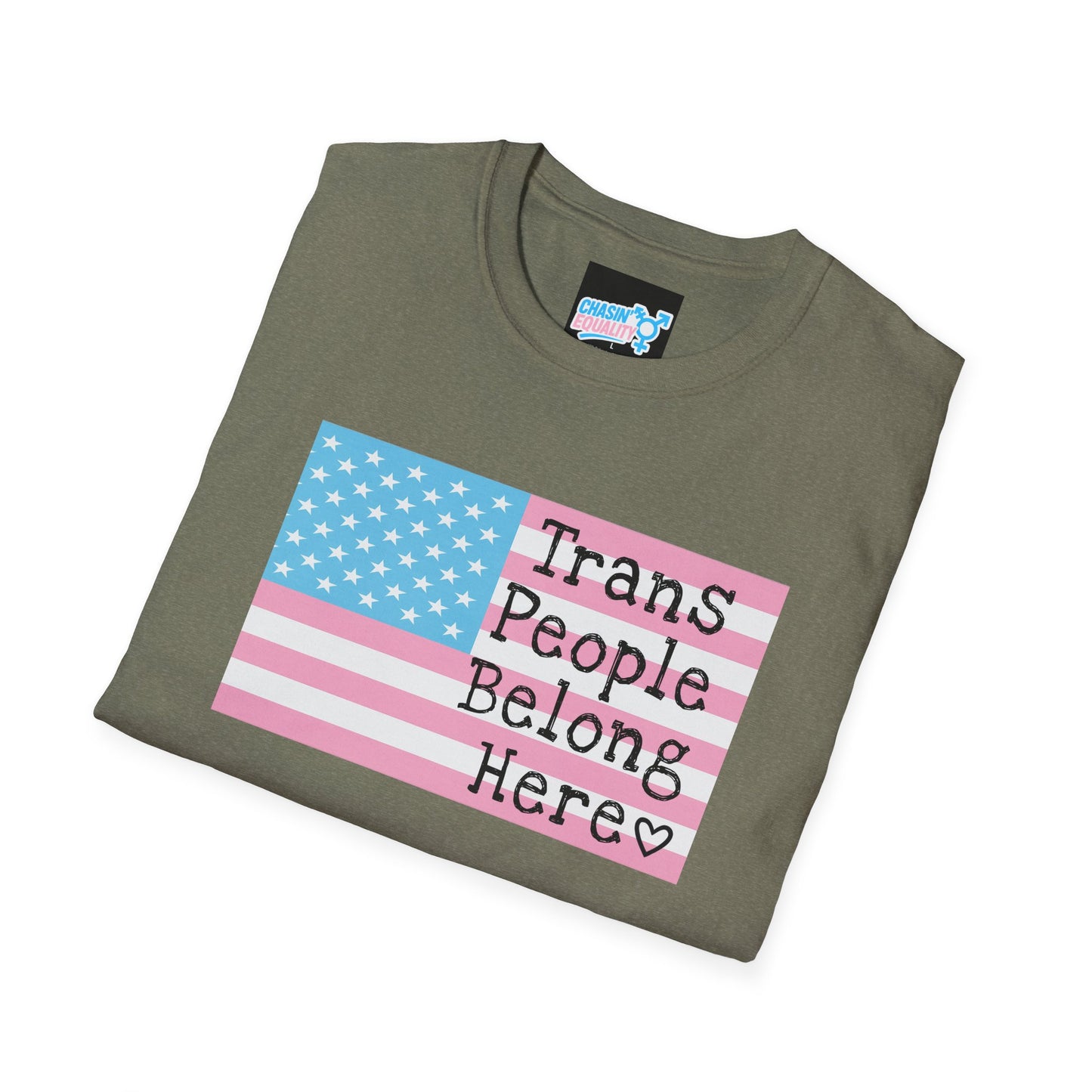 Trans People Belong Here Flag Tee