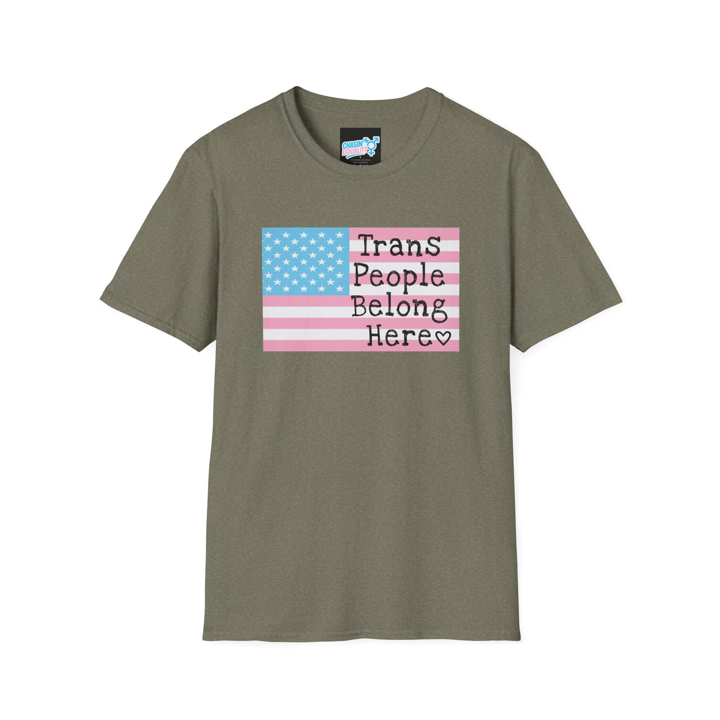 Trans People Belong Here Flag Tee